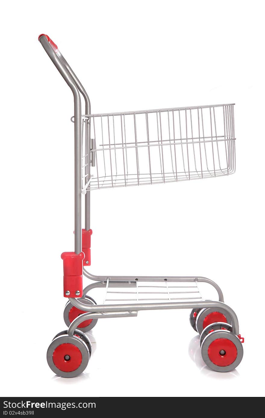 Shopping trolley isolated studio cutout. Shopping trolley isolated studio cutout