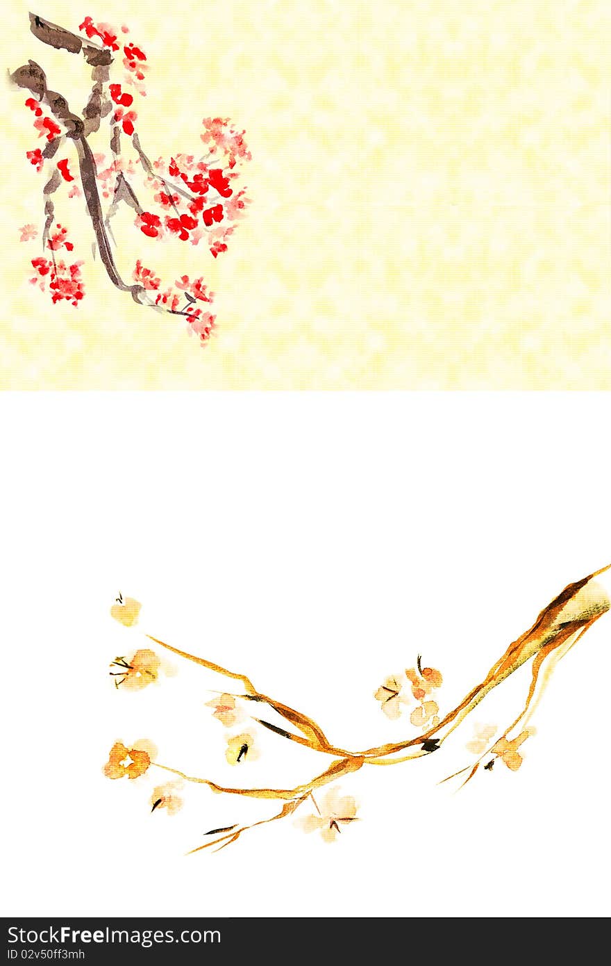 Background with Plum Blossom -Traditional Chinese Painting