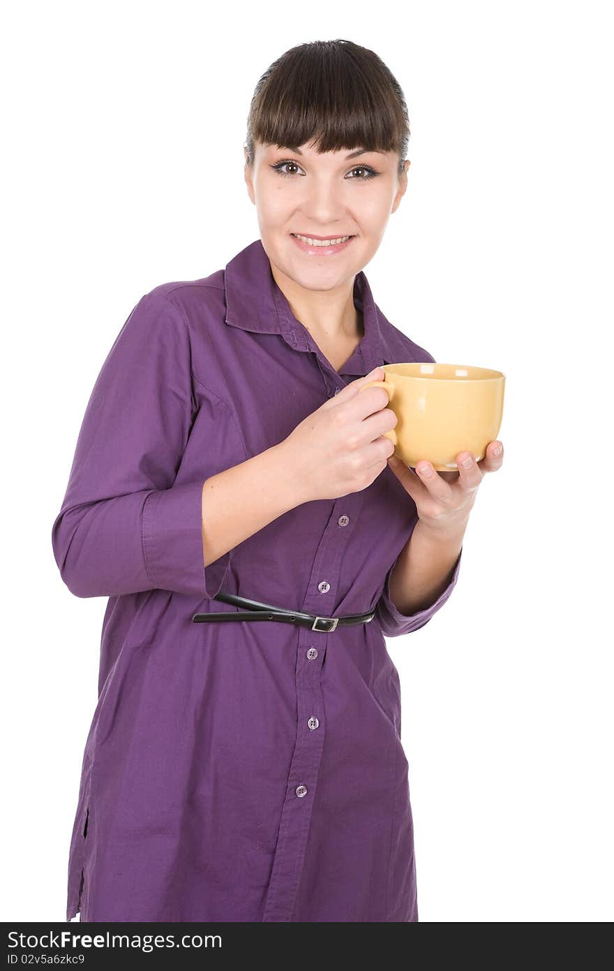 Young adult woman with cup of coffee