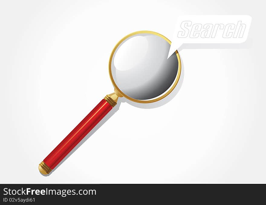 Vector illustration of magnifier isolated on white background.