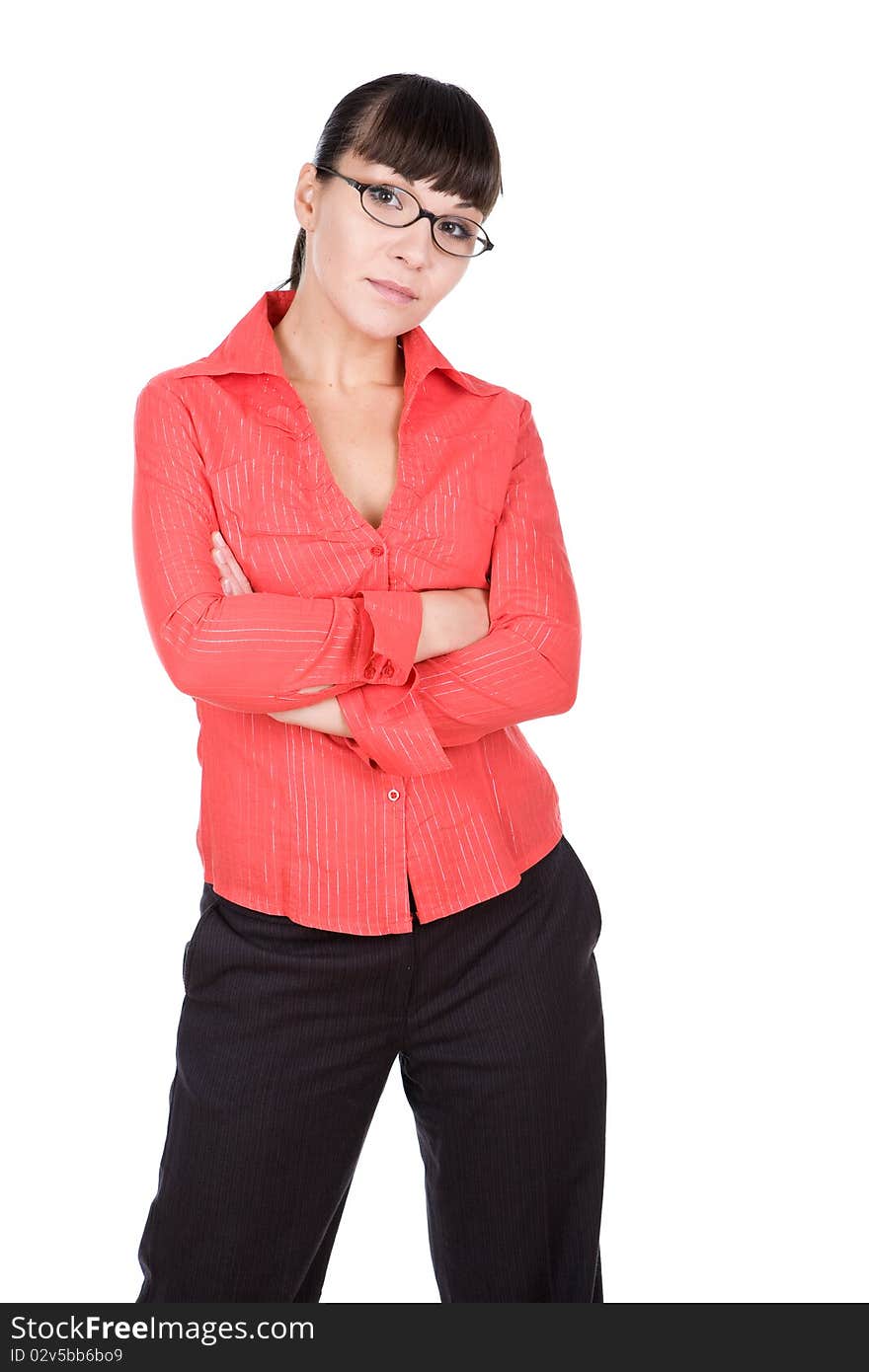 Young adult woman with glasses. over white background. Young adult woman with glasses. over white background