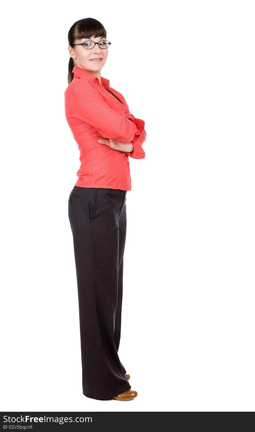 Young adult woman with glasses. over white background. Young adult woman with glasses. over white background