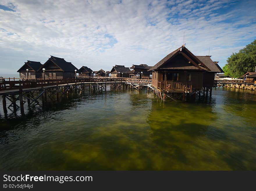 Photo of a floating hut. Photo of a floating hut