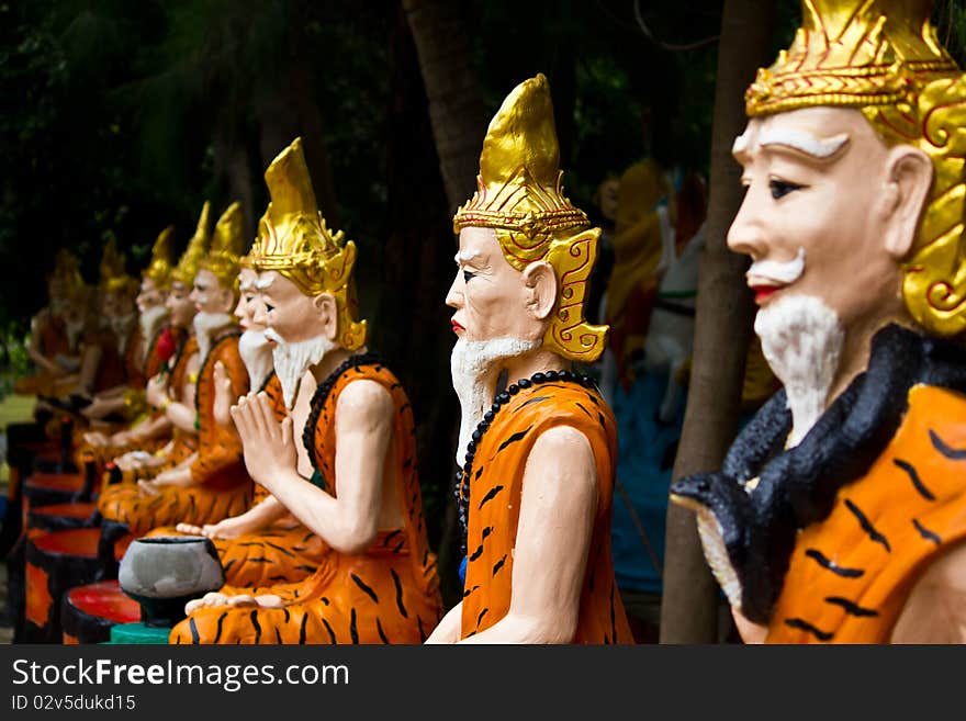 Ascetic statue in Thai style molding art in temple