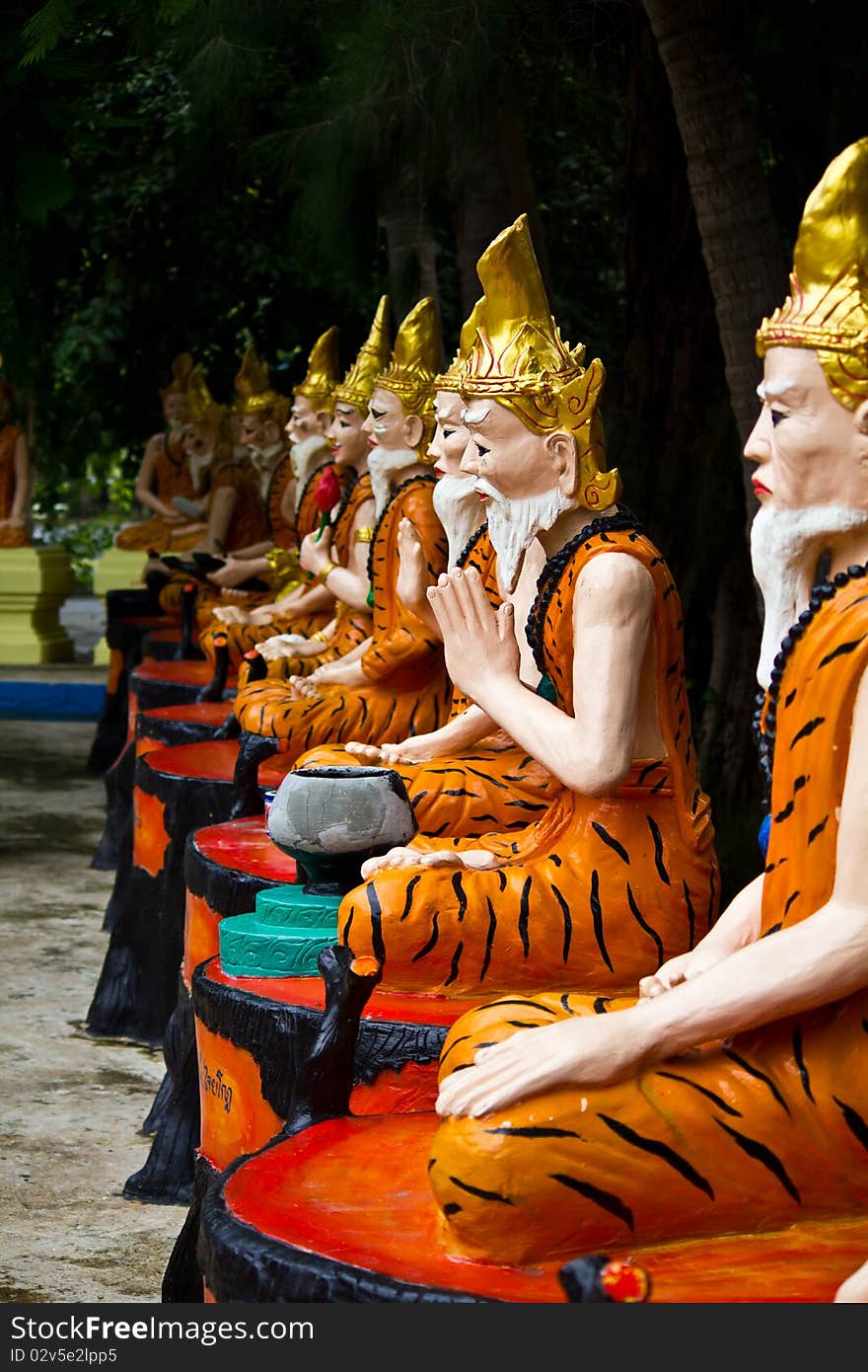 Ascetic statue in Thai style molding art in temple