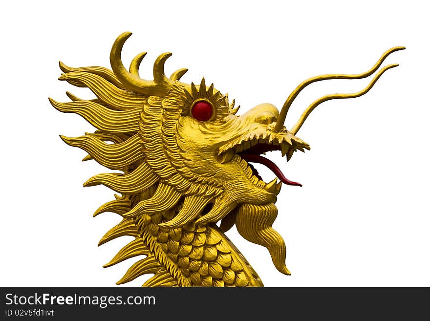 Golden dragon head  statue