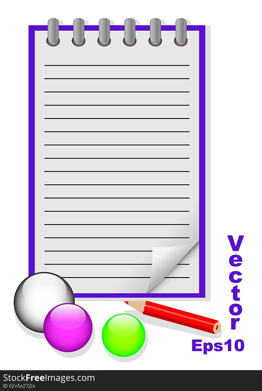 Icon Notebook With A Pencil. Vector Eps10.