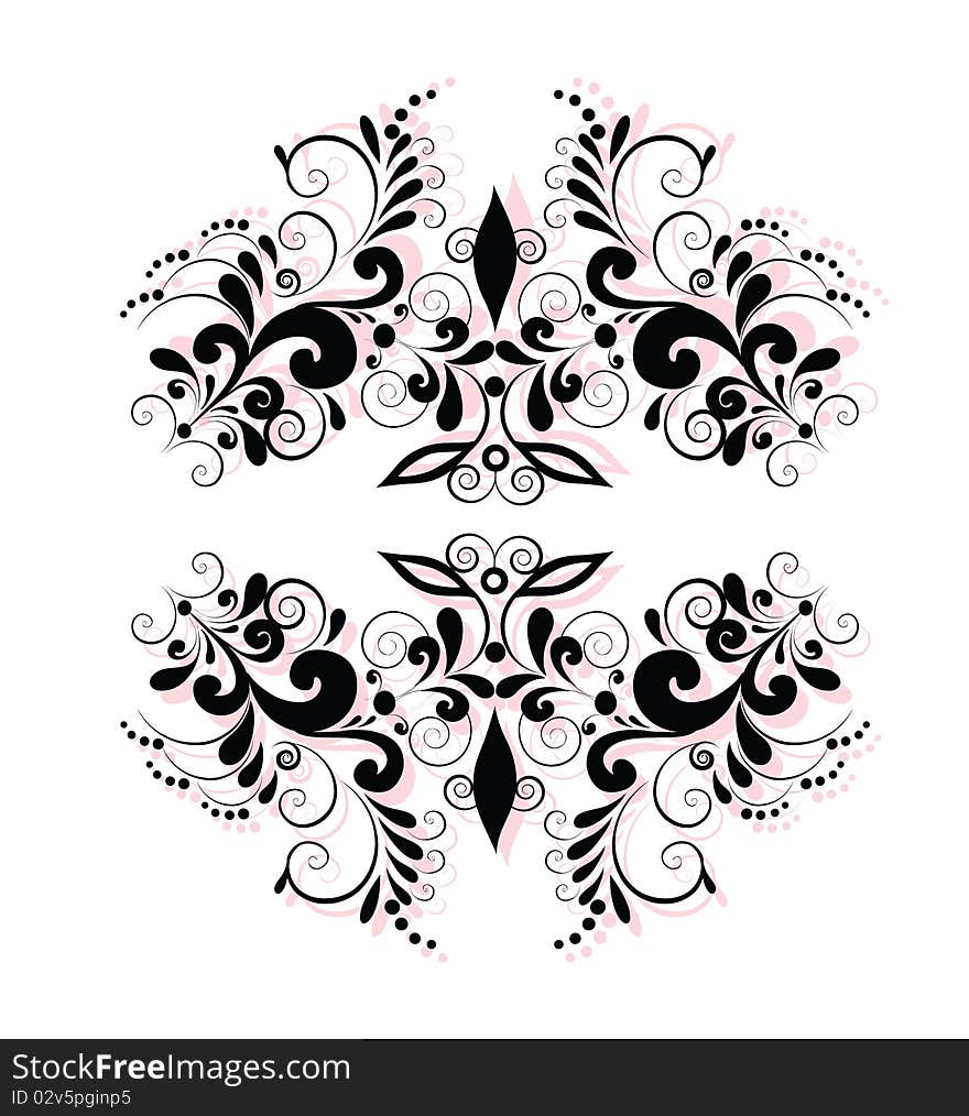 Black floral pattern on white