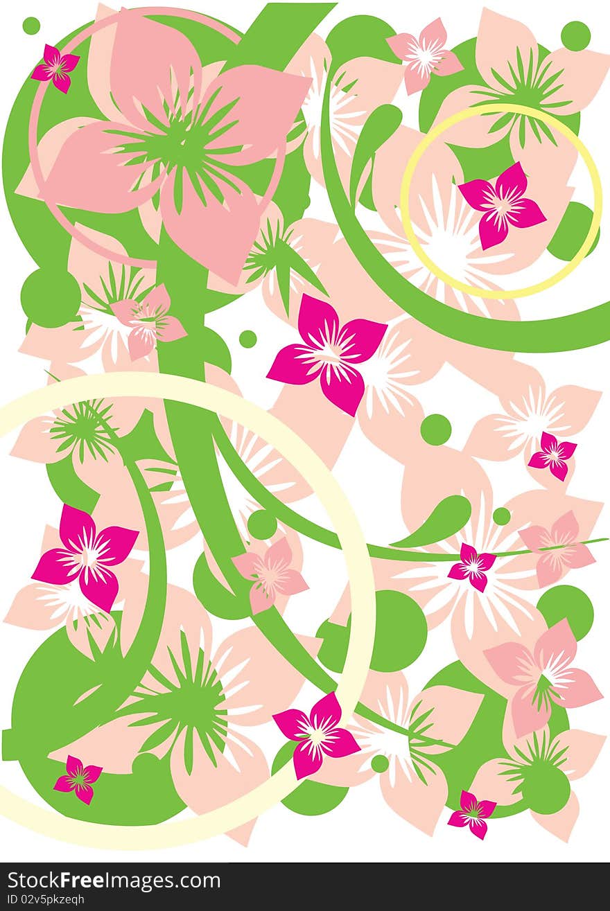 Abstract floral background. Pink flowers