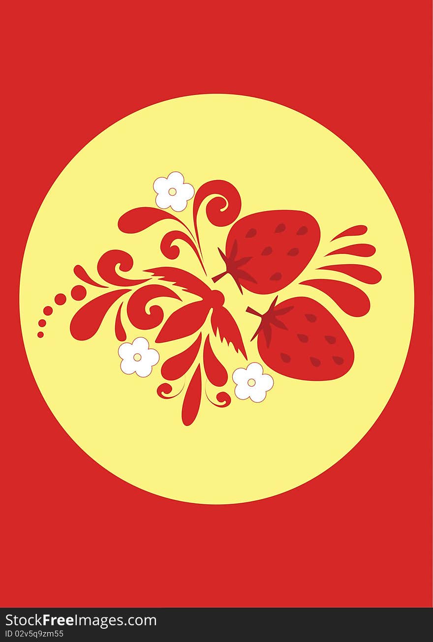 Red pattern and white flowers