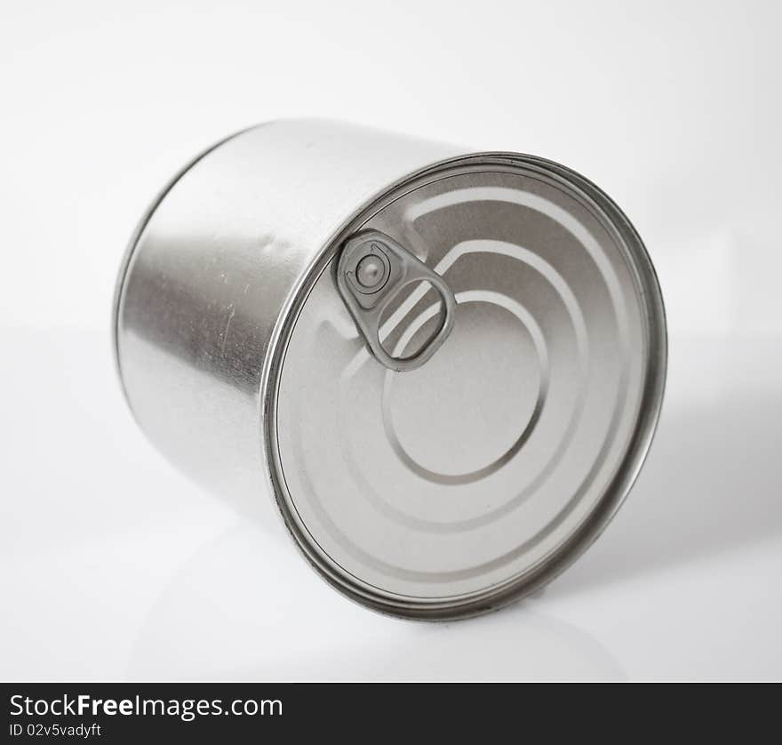 Metal, grey tin on gray background for recycle conception. Metal, grey tin on gray background for recycle conception