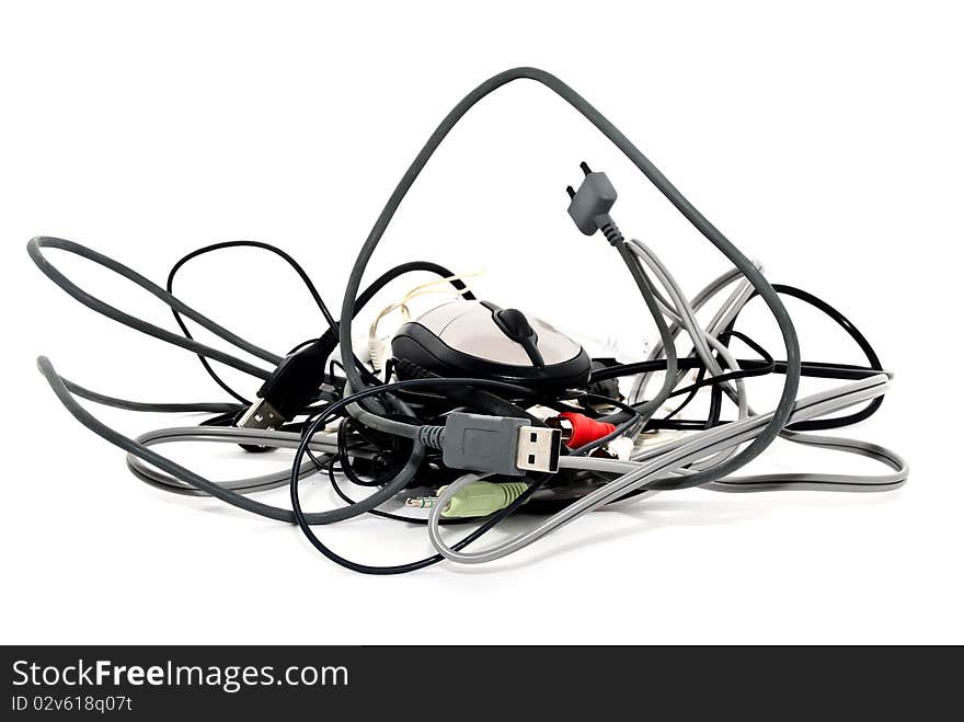 Heap of twisted wires and a mouse