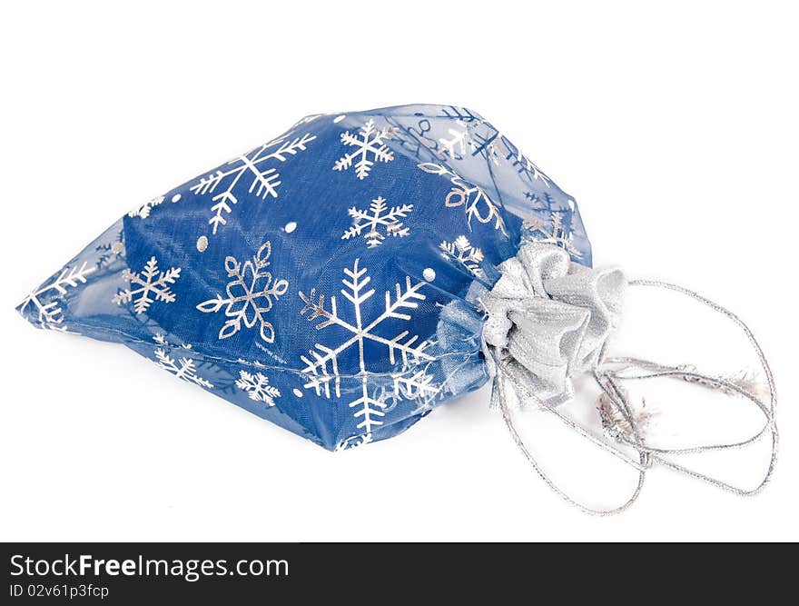 Blue gift bag isolated on white