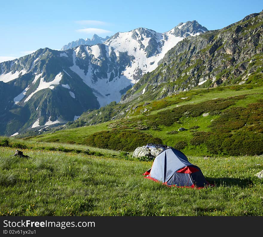 Camp in the high mountains