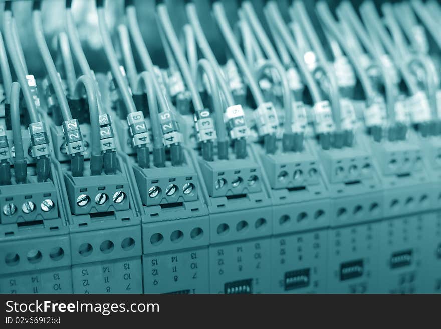 Part of industrial control panel (circuit board) close-up. Part of industrial control panel (circuit board) close-up