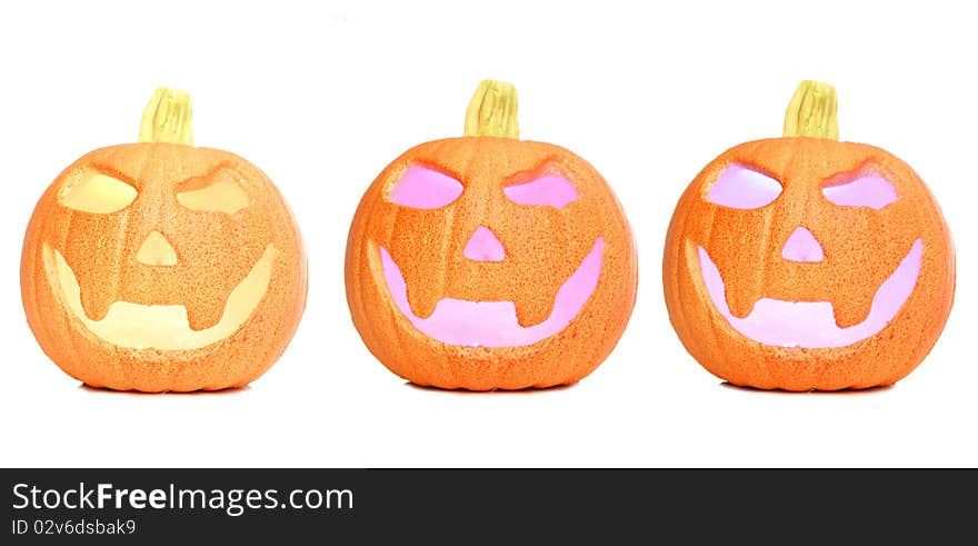 Three Halloween Pumpkins