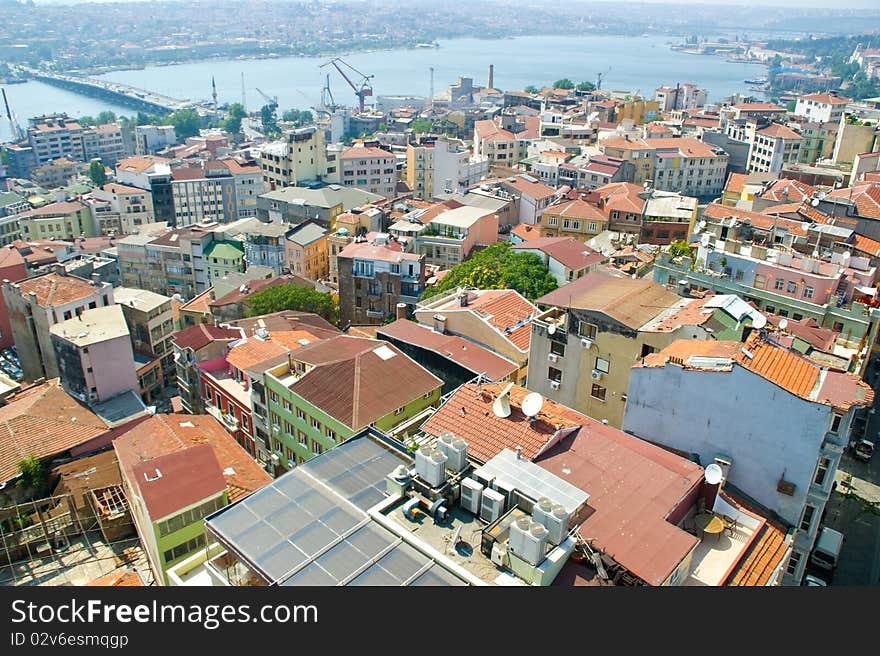 Istanbul city skape as it looks from galata tower