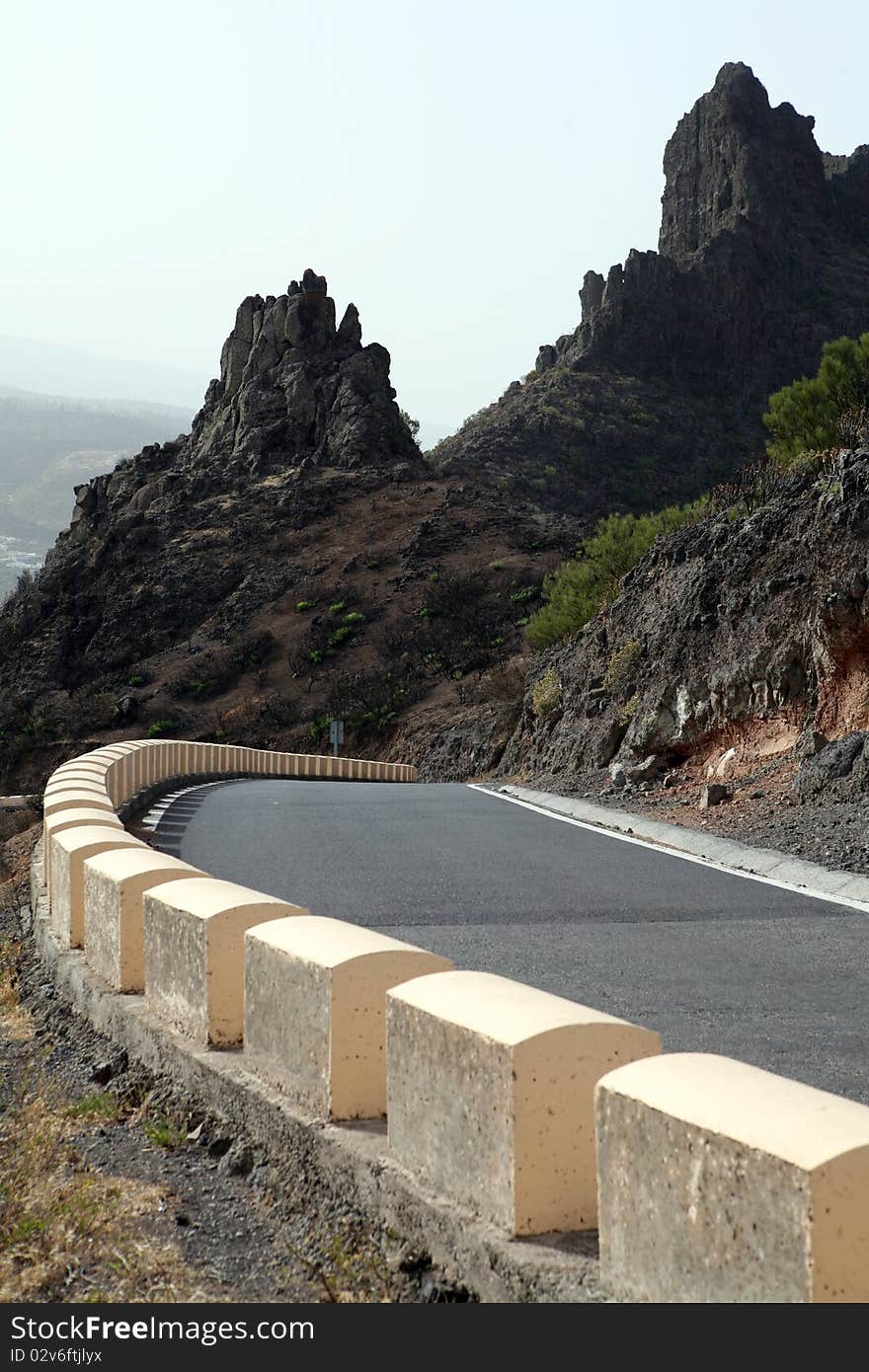 Road through the hills on  the Canary Islands. Road through the hills on  the Canary Islands