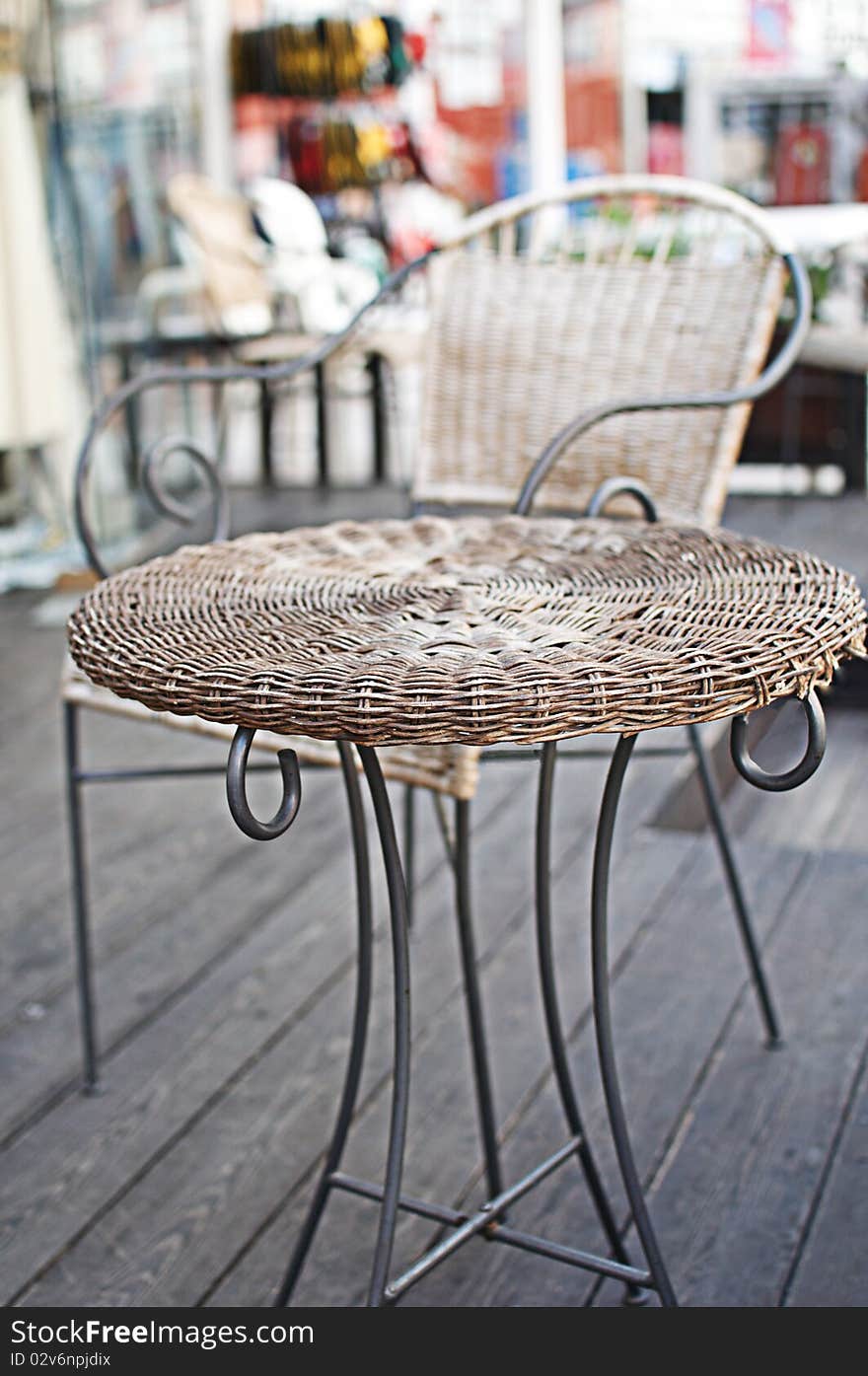 Wicker coffee table.