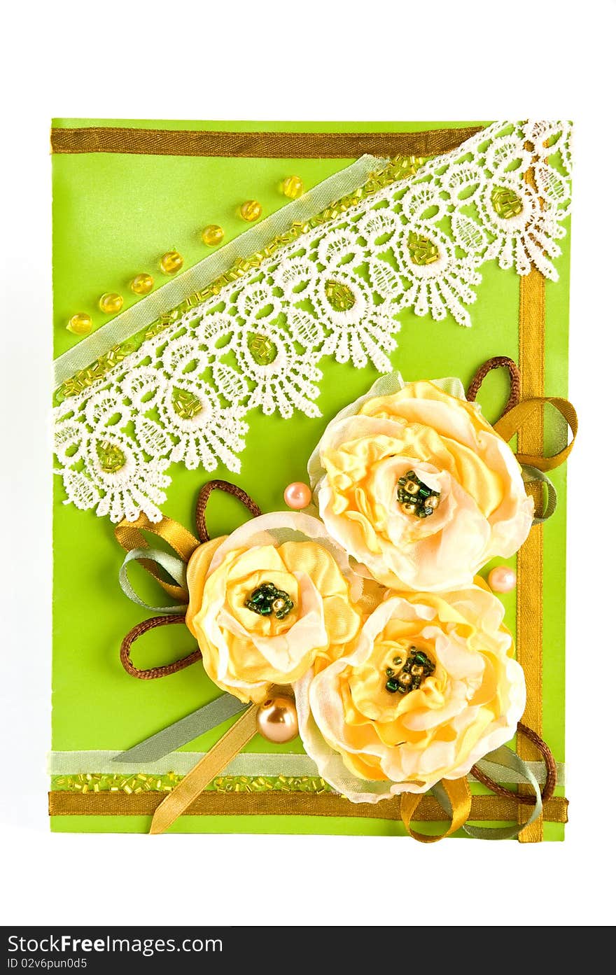 Postcard with bunch of yellow flowers