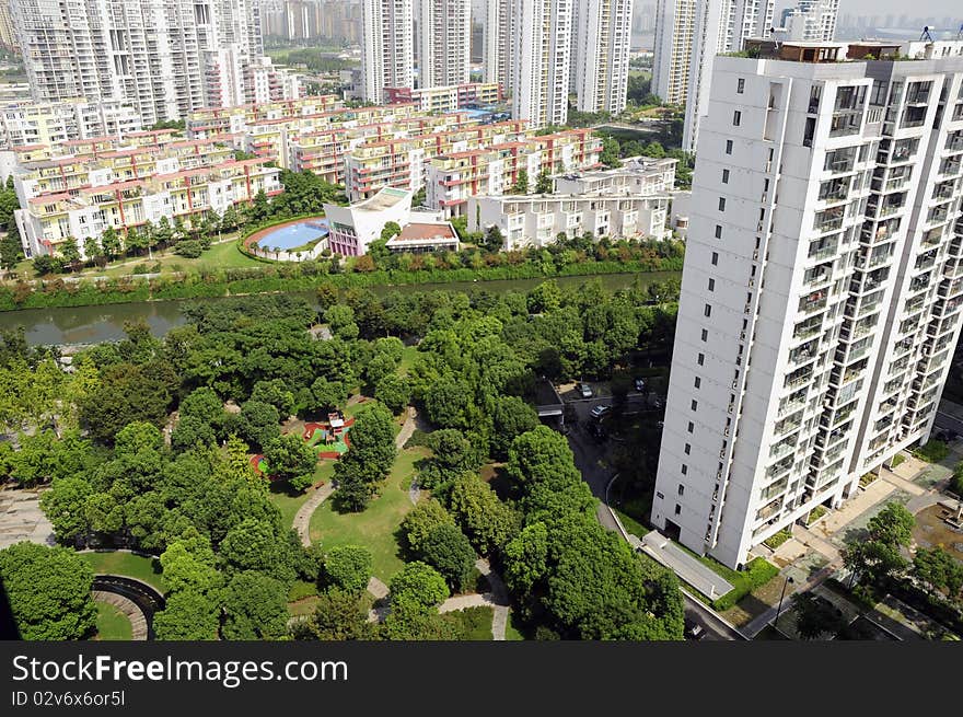 Apartment blocks and nature hand in hand. Apartment blocks and nature hand in hand