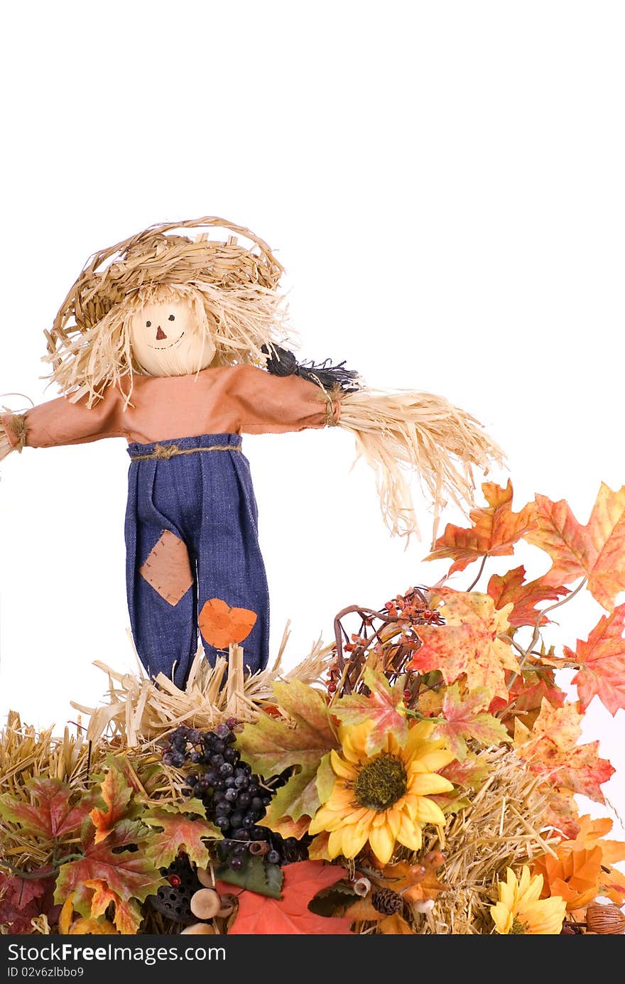 Halloween Decoration of a Scarecrow on White Background. Halloween Decoration of a Scarecrow on White Background