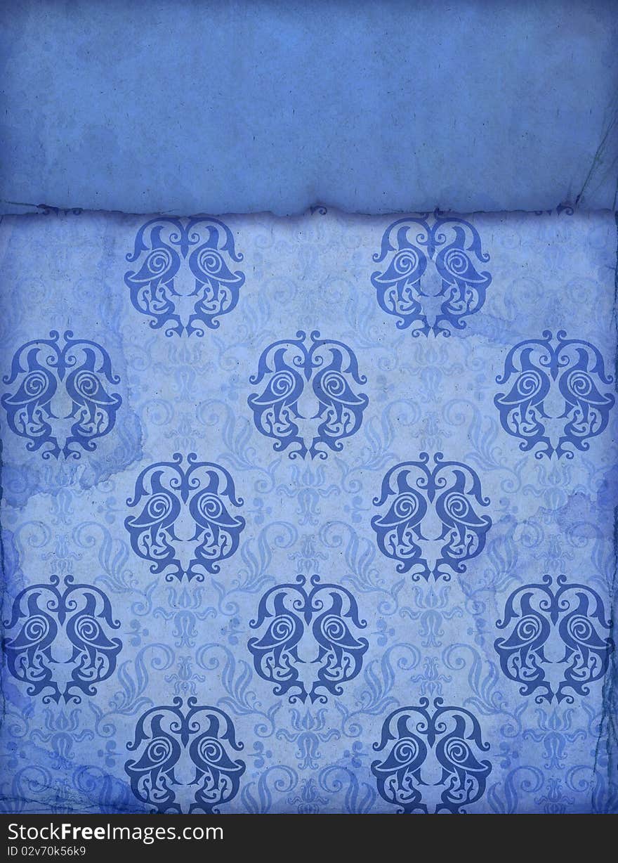 Vintage blue old wallpaper pattern. Vintage blue old wallpaper pattern