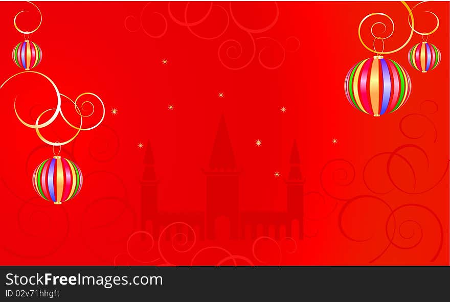 Red background with a fantasy balloons