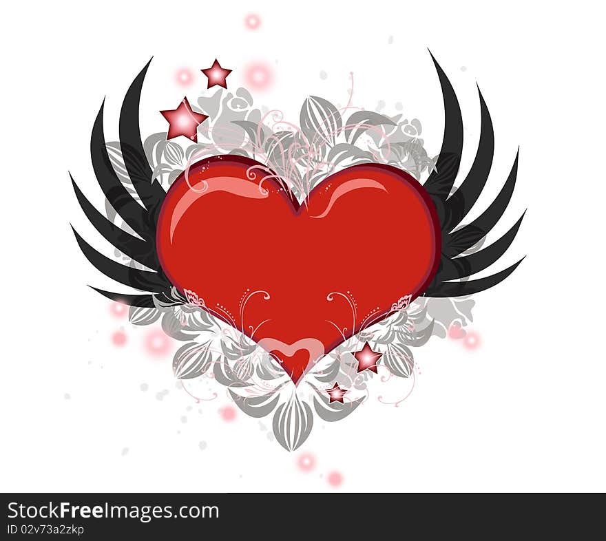 Flying heart isolated