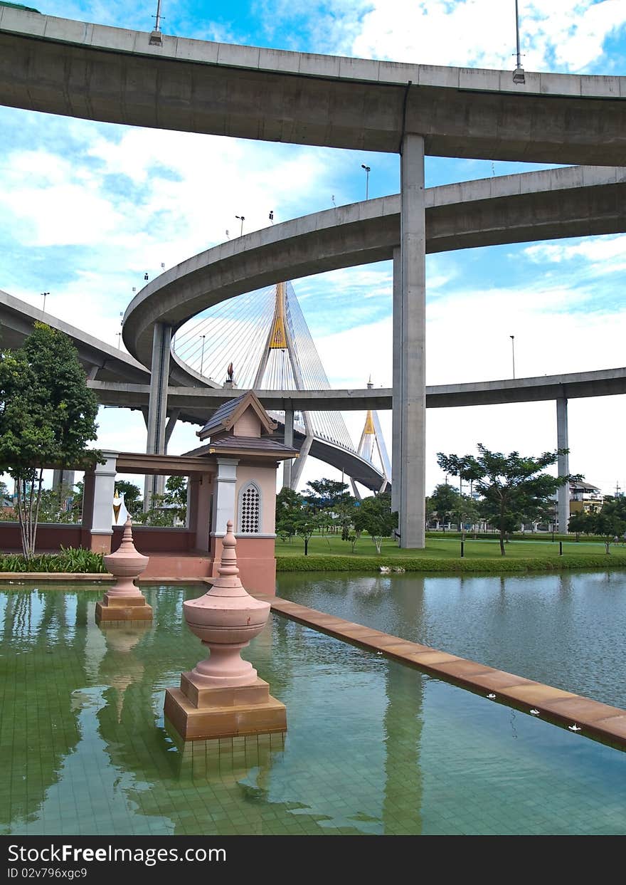 Bhumibol Bridge also casually call as Industrial Ring Road Bridge, Samut Prakarn,Thailand. Bhumibol Bridge also casually call as Industrial Ring Road Bridge, Samut Prakarn,Thailand