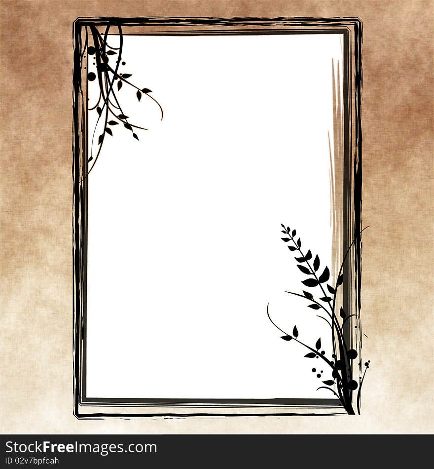 Grunge floral frame