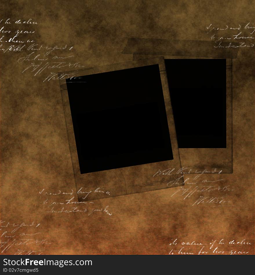 Blank Photo Frames On Old Paper