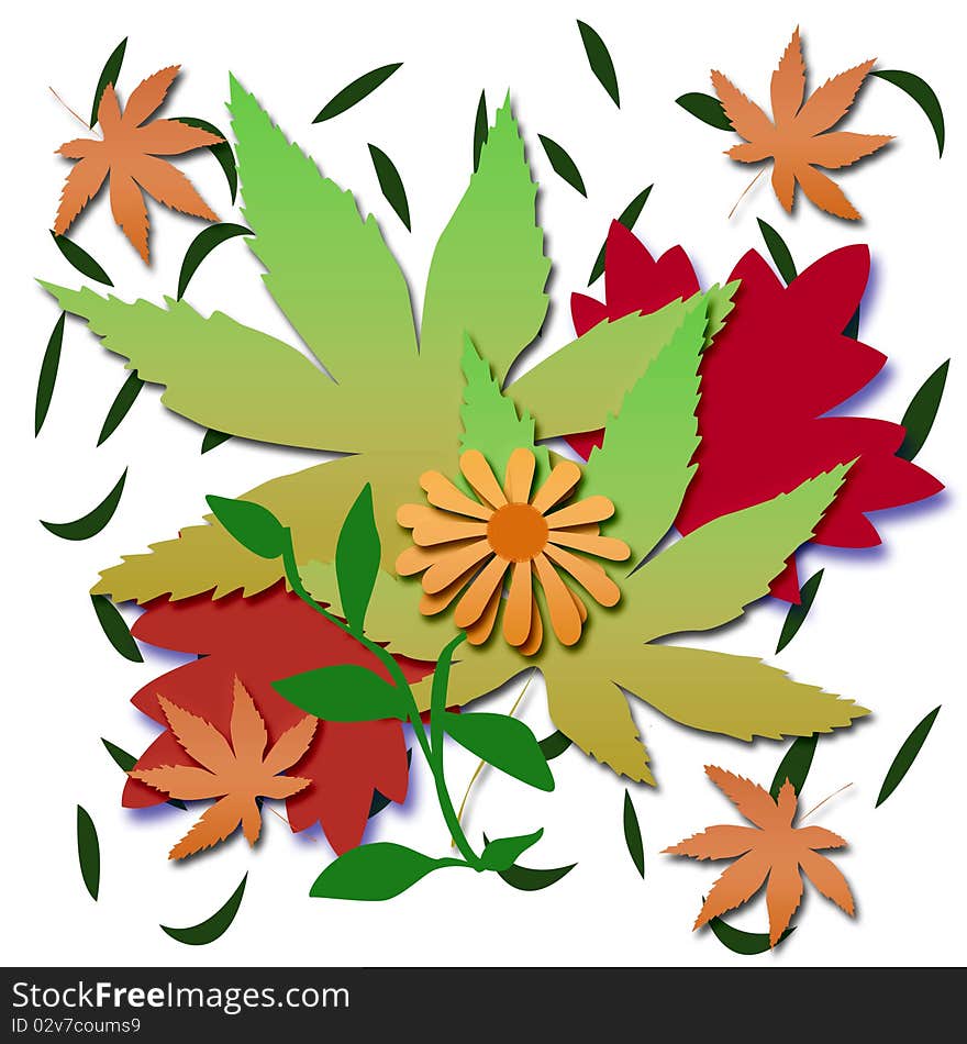 Autumn leaves and flower scrapbook frame illustration. Autumn leaves and flower scrapbook frame illustration