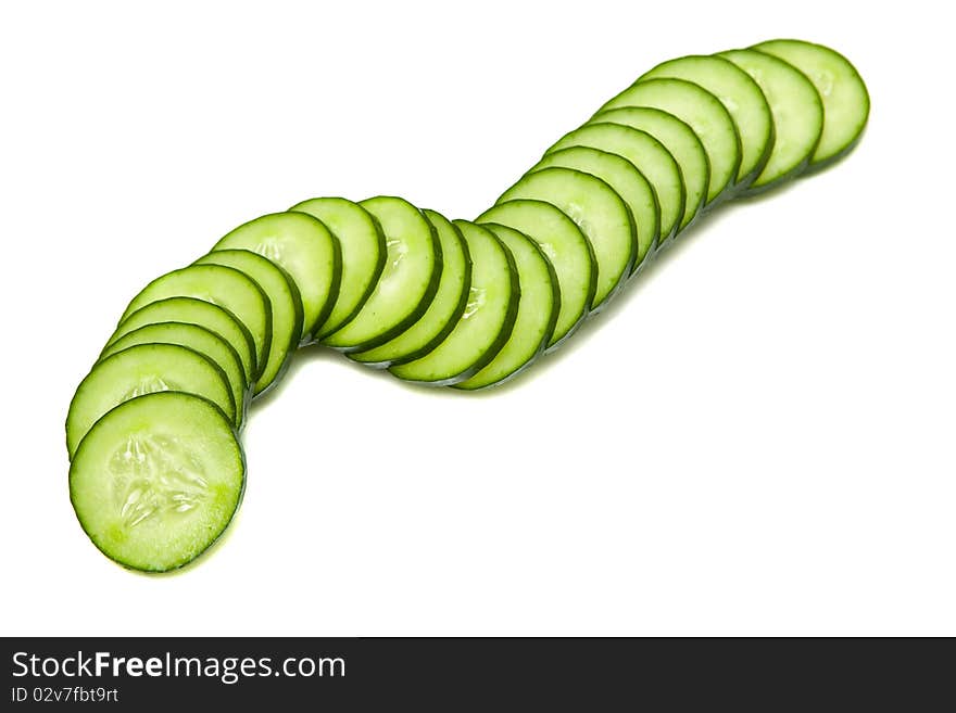 Fresh green cucumber on white background