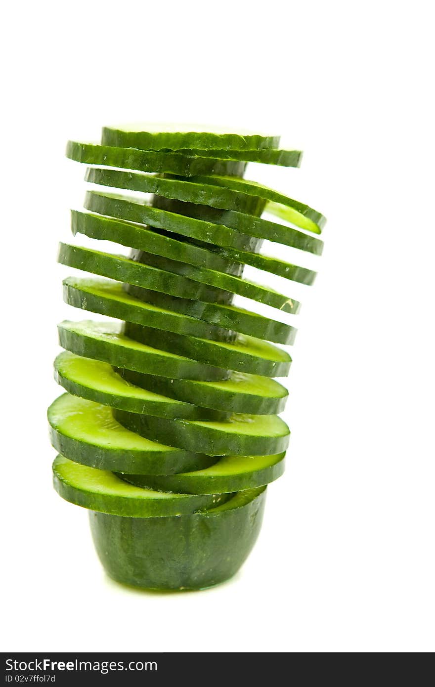 Fresh green cucumber on white background