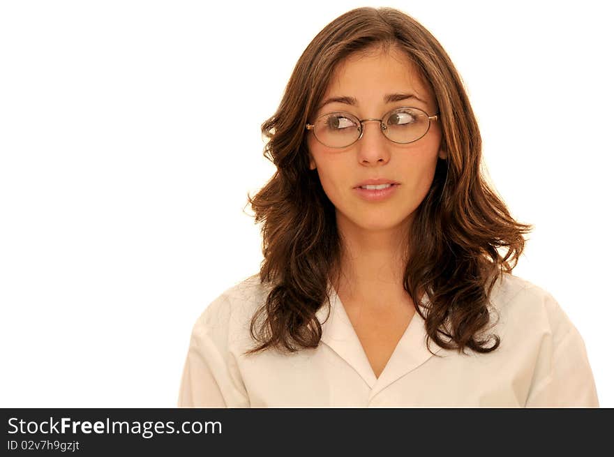 Beautiful young doctor woman isolated over white background