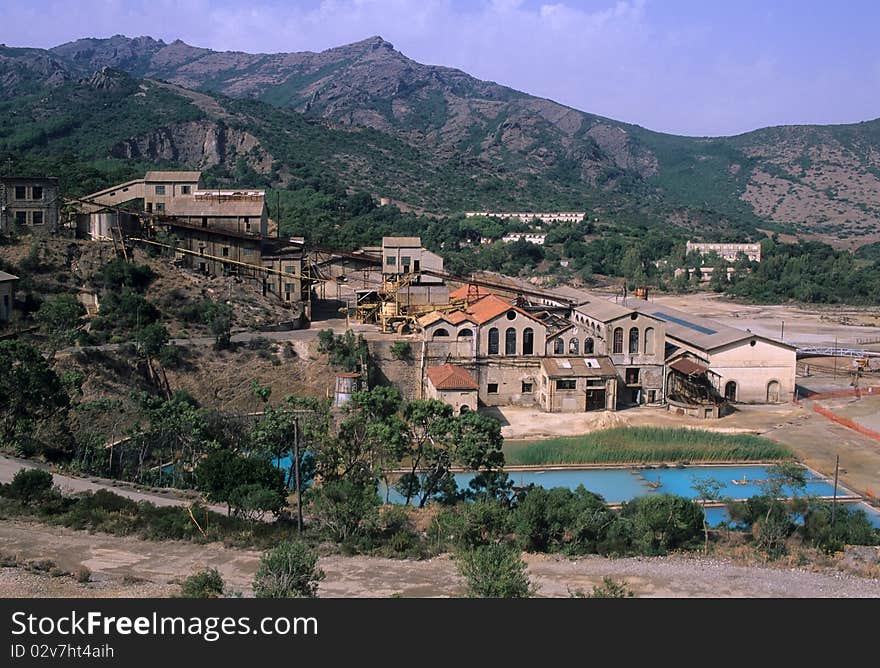 Remains and view of a mining area in the Iglesiente region - Sardinia