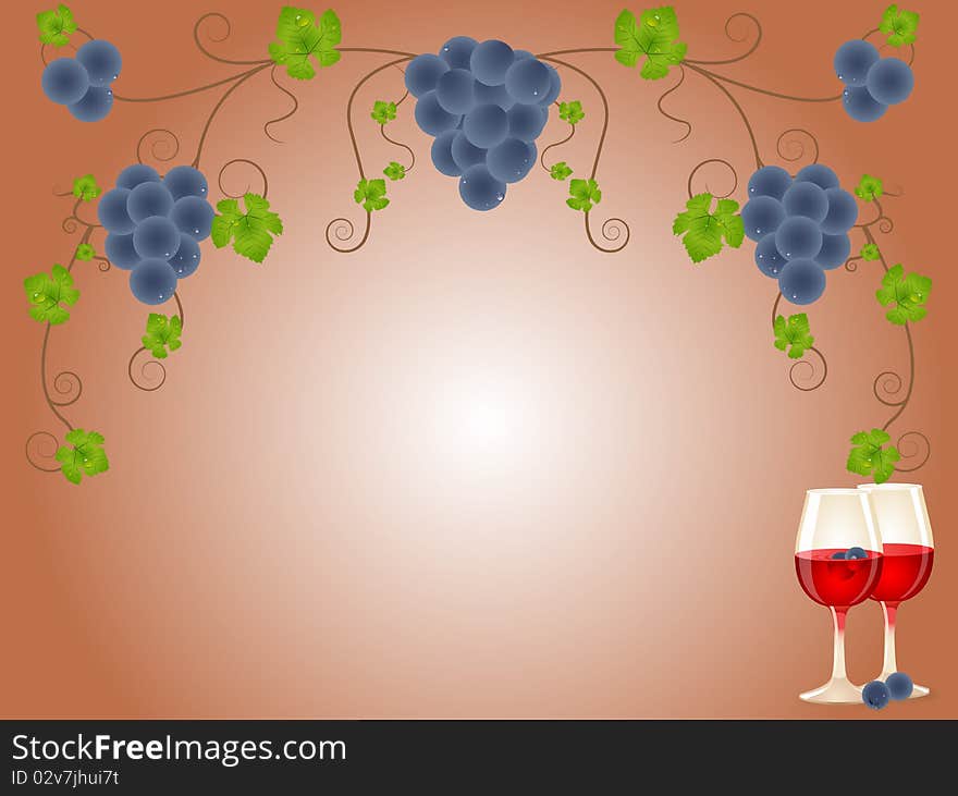 Red wine and grapes