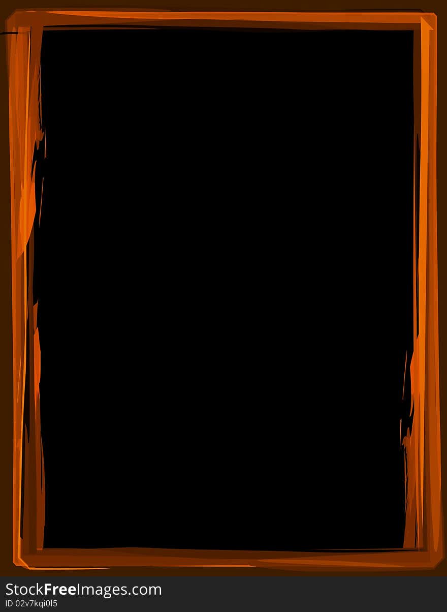 Brown wooden picture frame on black / dark background. Brown wooden picture frame on black / dark background