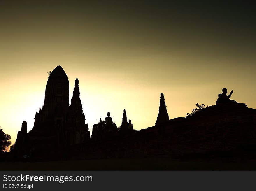 Temple in Ayutthaya.A beautifully