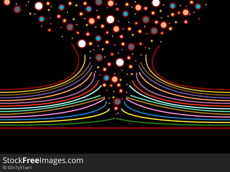 Many broken colorful cables on black background. Many broken colorful cables on black background