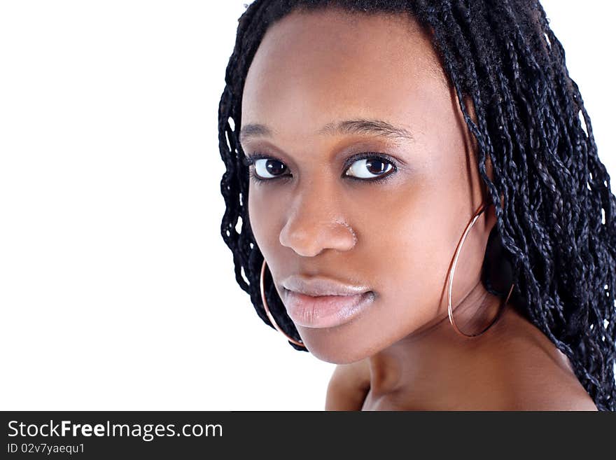 Young afro-american woman isolated on white