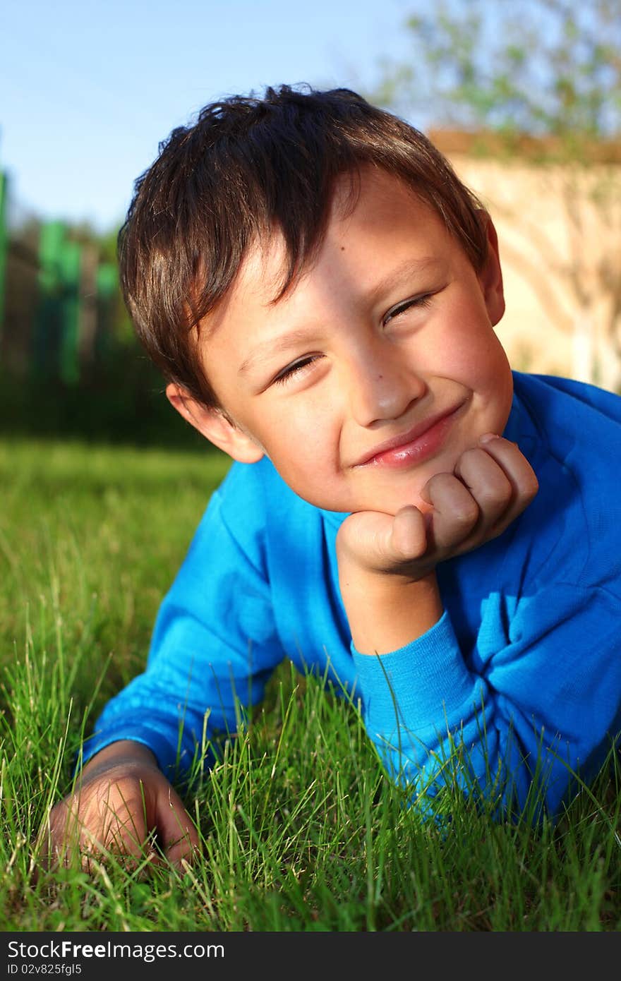 Little boy in grass