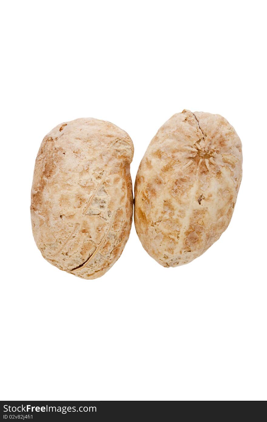 Shelled peanuts isolated on a white background.