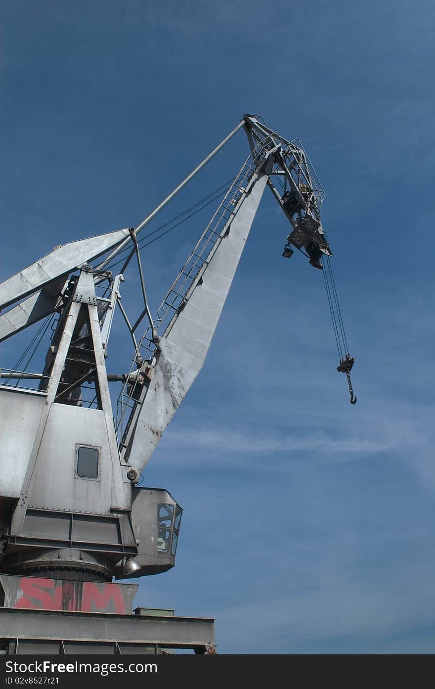 Old Crane in Rhine Harbor. Old Crane in Rhine Harbor