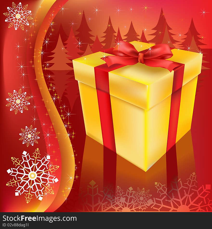 Christmas gift on a red background