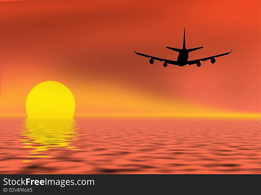 Airlane at sunset.
Sunset background. Airlane at sunset.
Sunset background.