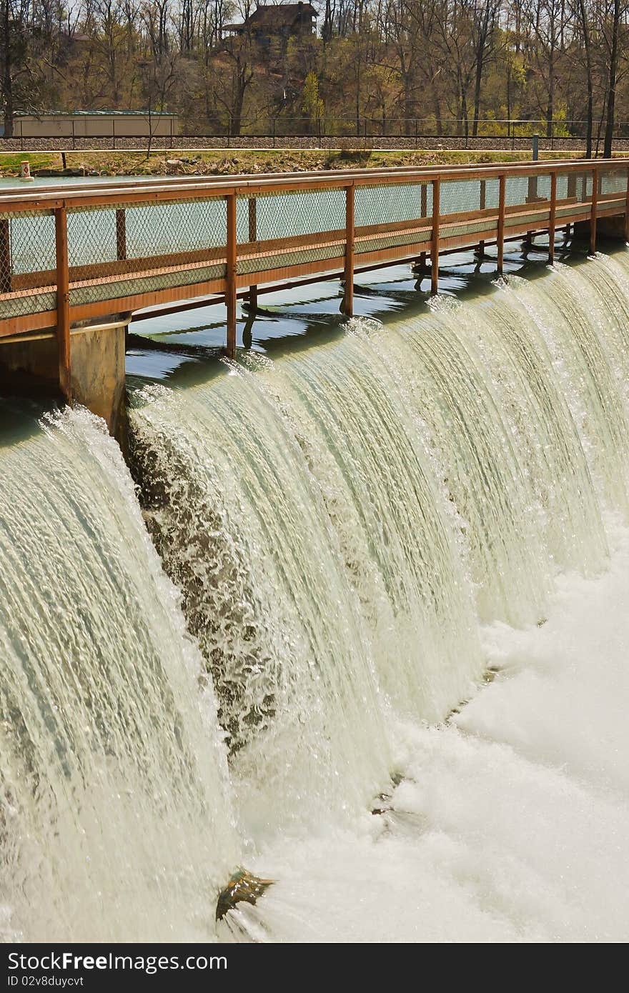 Walking bridge over a water dam. Walking bridge over a water dam.