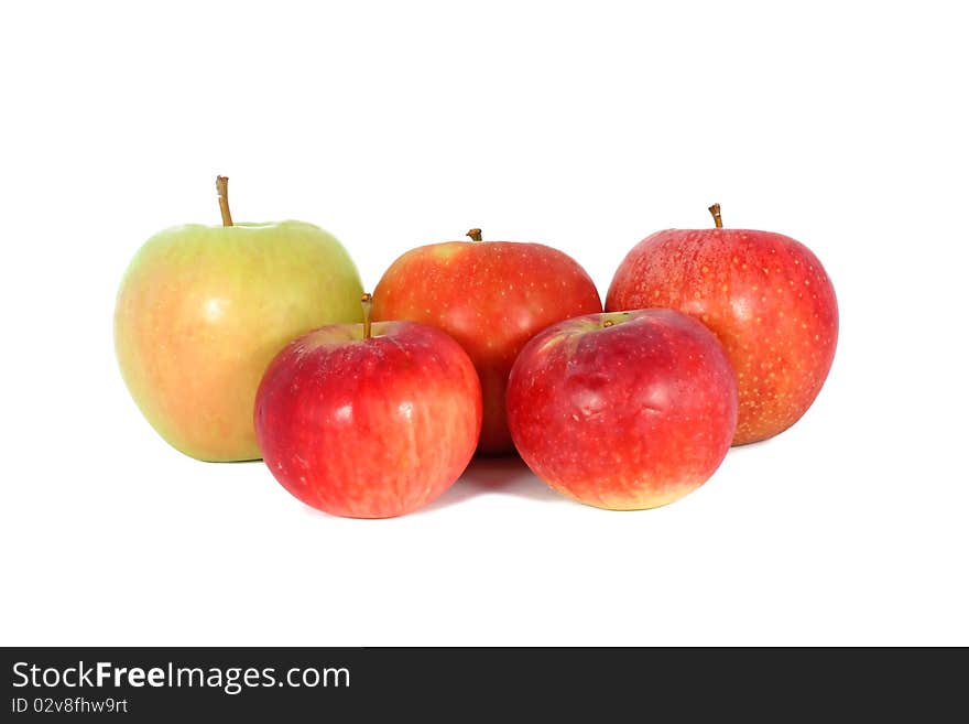 Ripe fresh apples, isolated on white