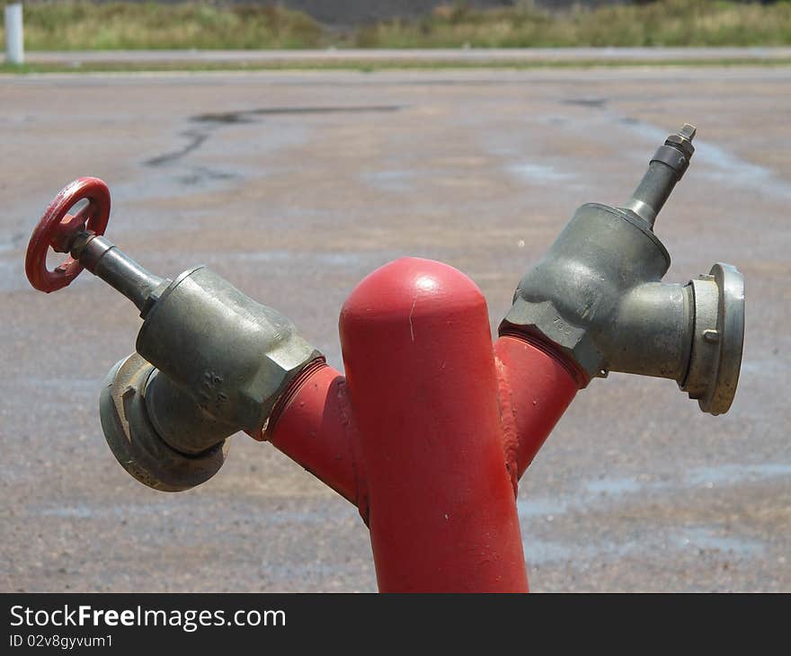 Fire red hydrant and curb